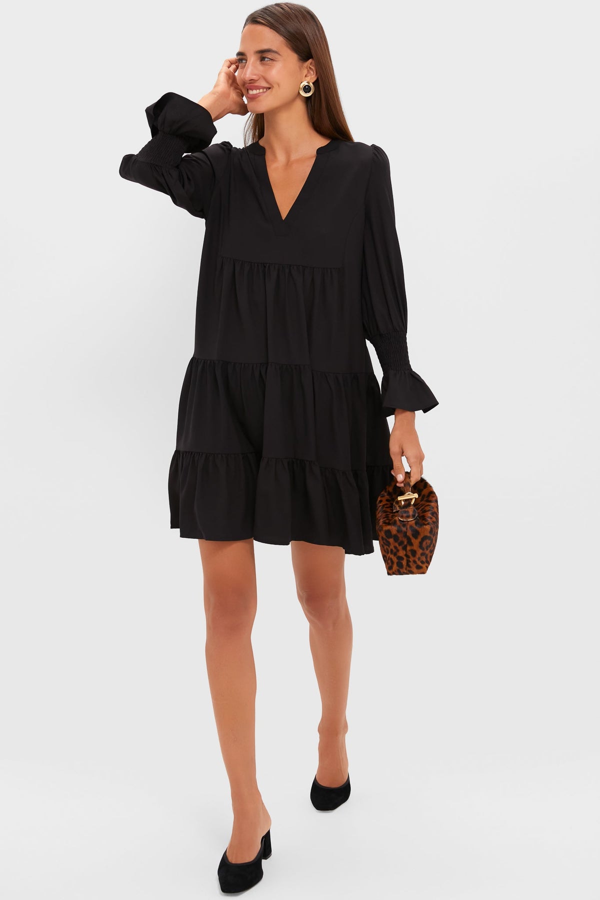 Adriana | Vestido Crepé Negro Manga Larga