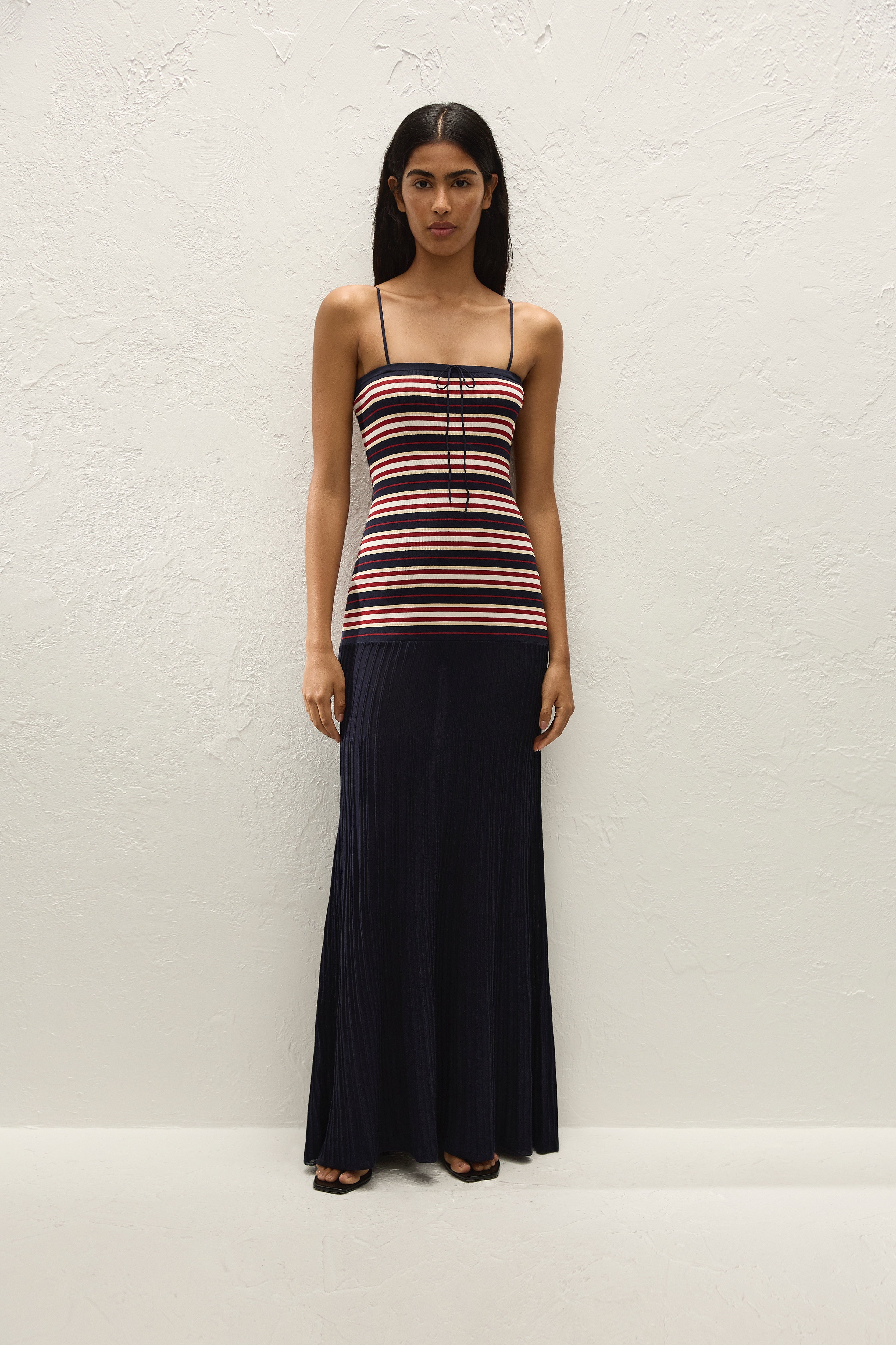 Doris | Vestido Maxi de Punto a Rayas