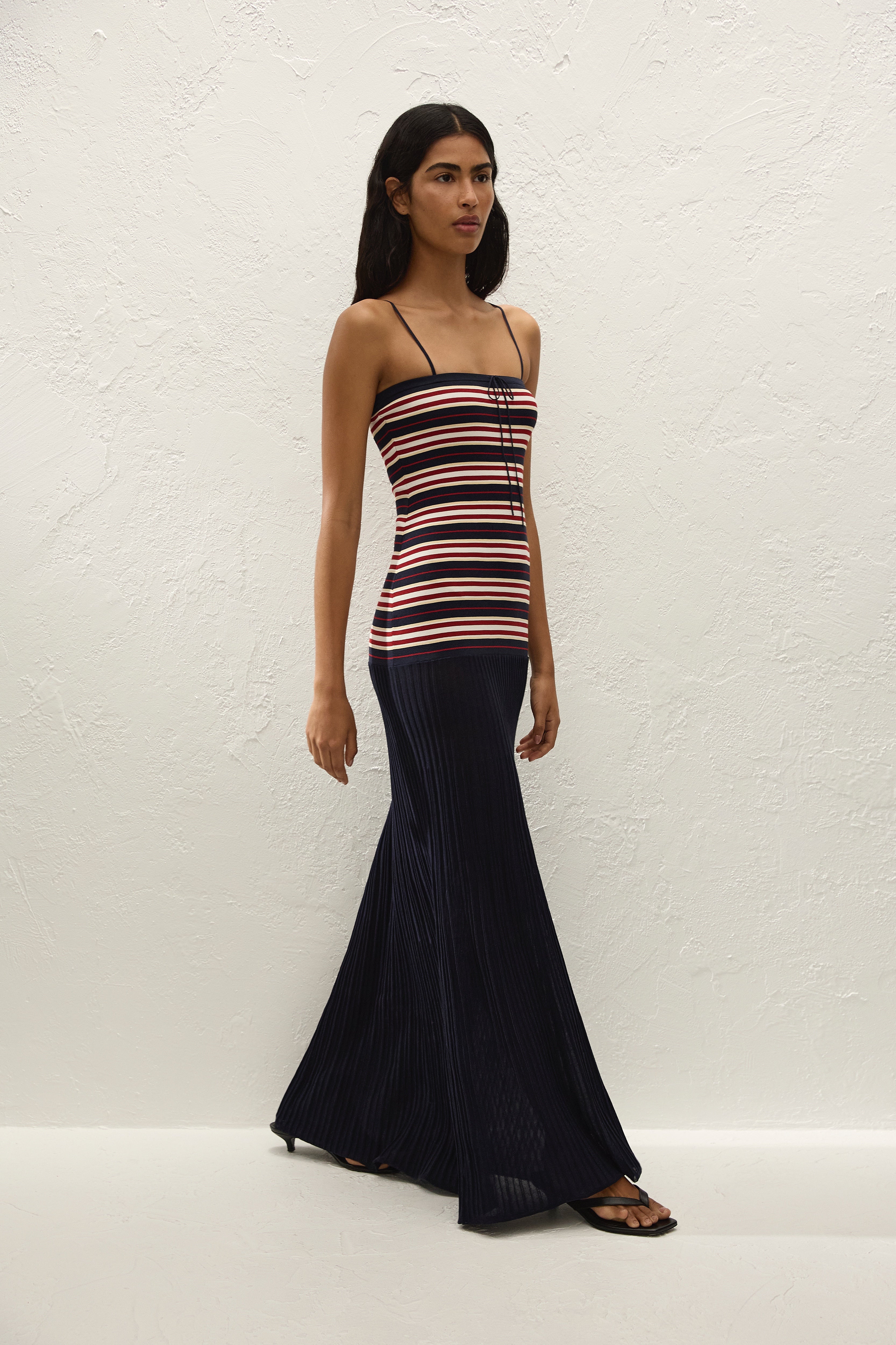 Doris | Vestido Maxi de Punto a Rayas