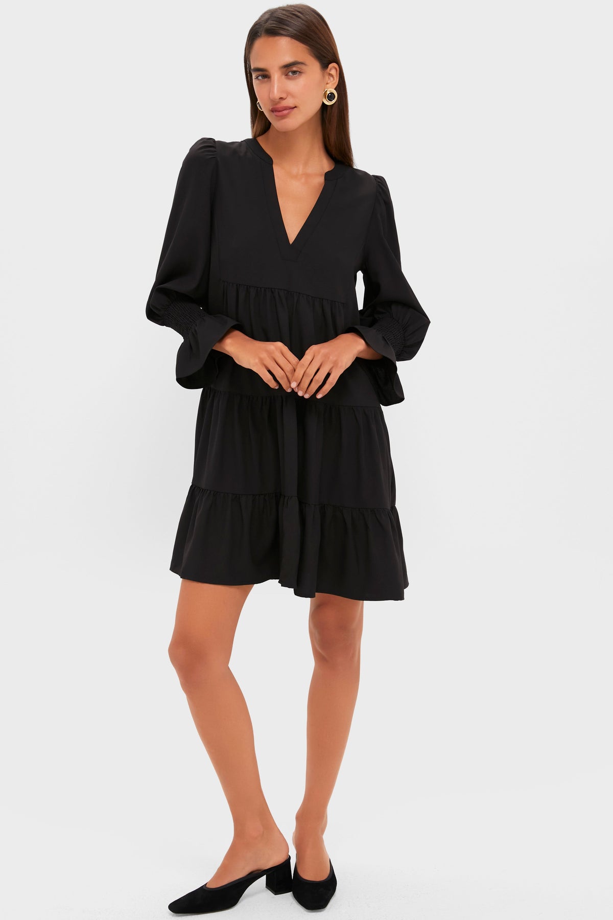 Adriana | Vestido Crepé Negro Manga Larga