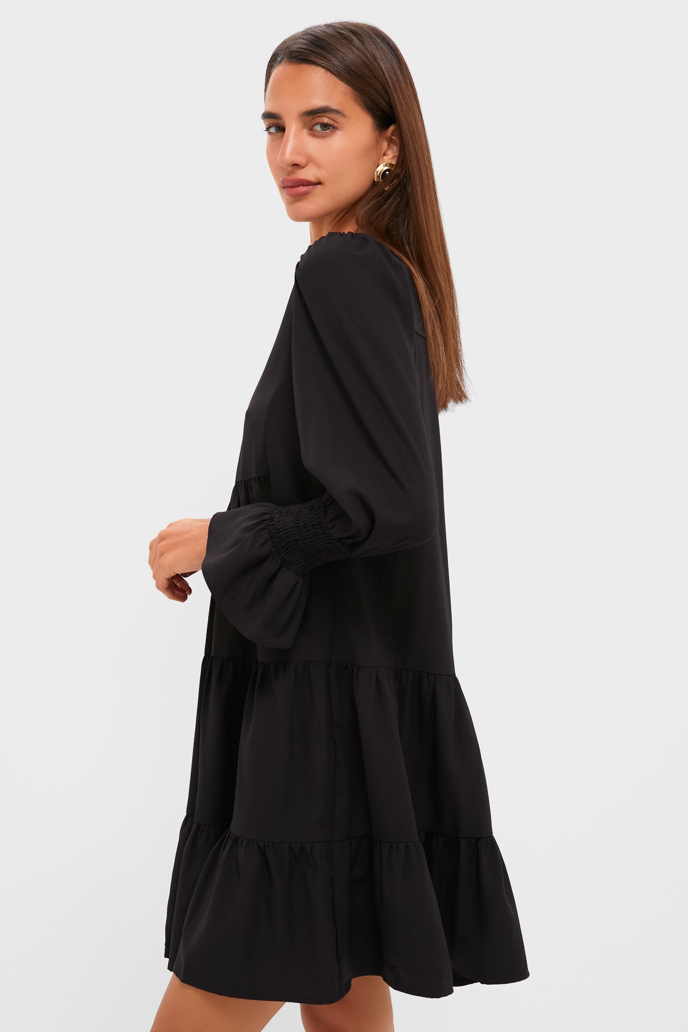 Adriana | Vestido Crepé Negro Manga Larga
