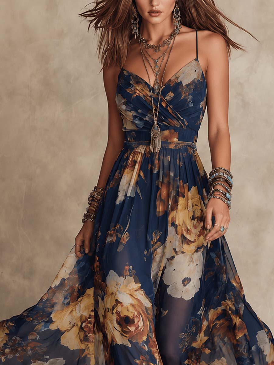 Clara | Vestido Largo Floral de Gasa