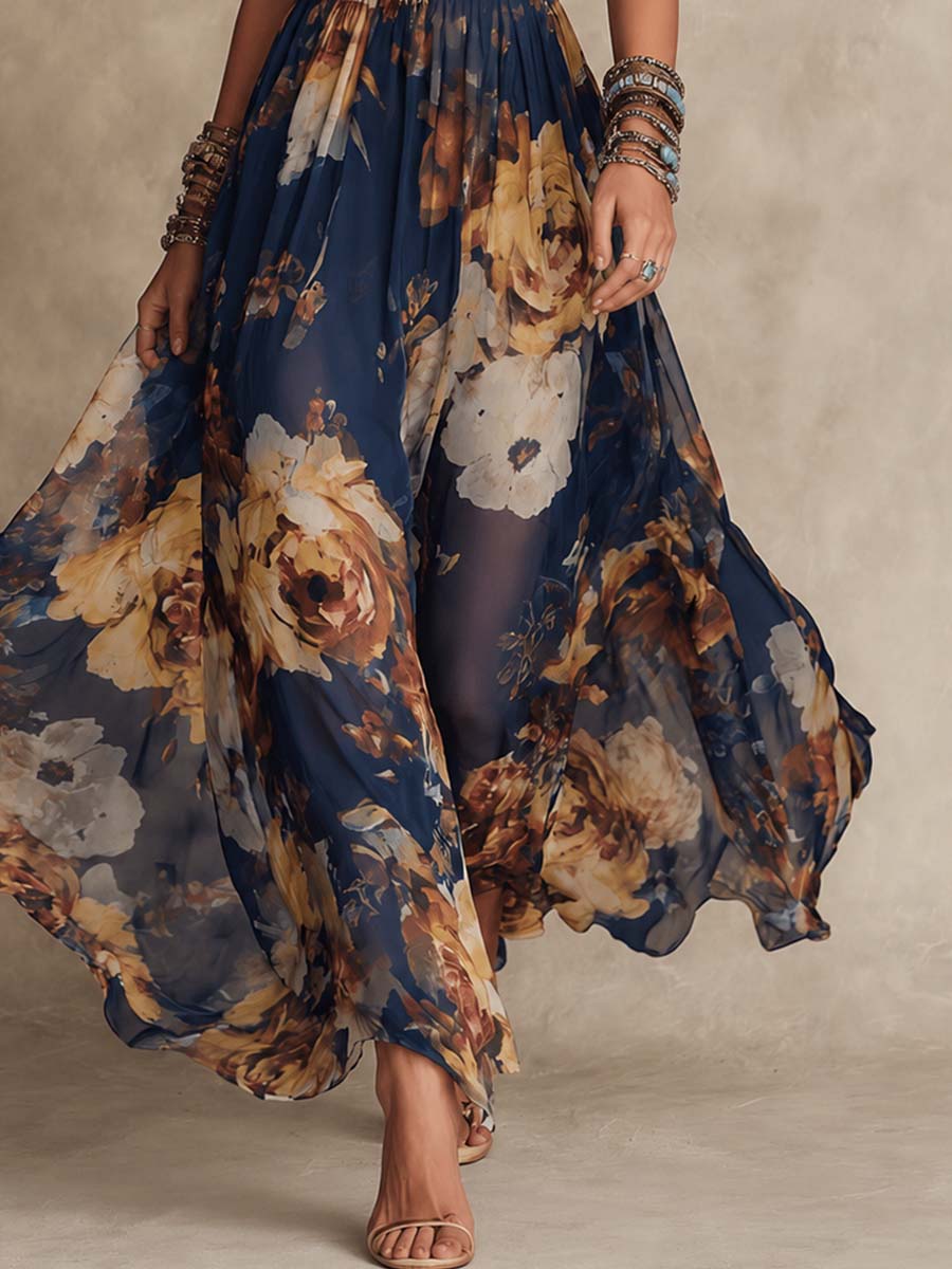Clara | Vestido Largo Floral de Gasa