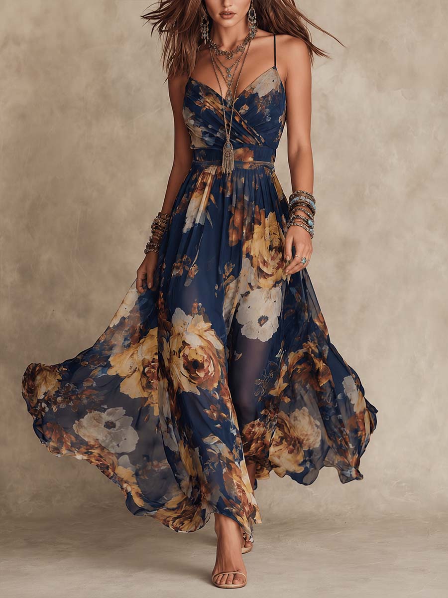Clara | Vestido Largo Floral de Gasa