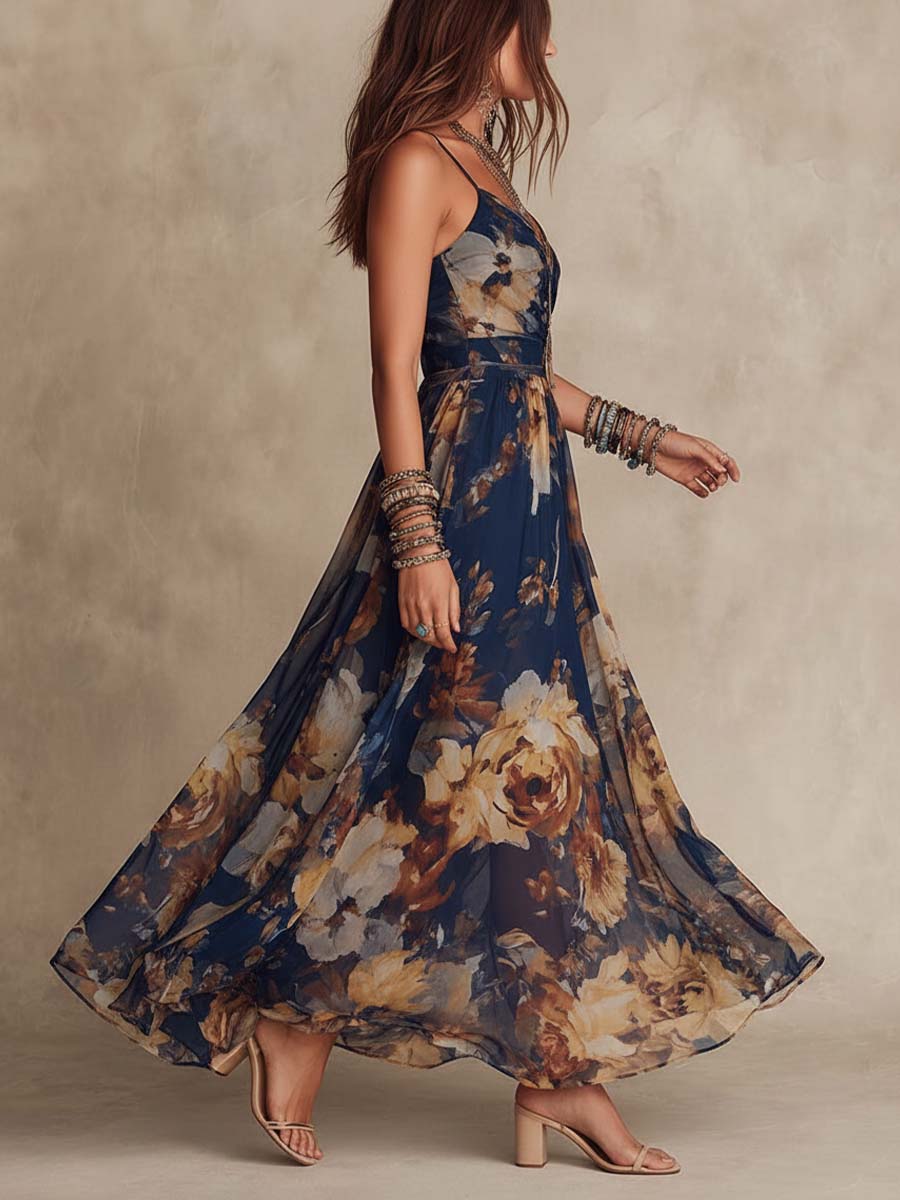 Clara | Vestido Largo Floral de Gasa