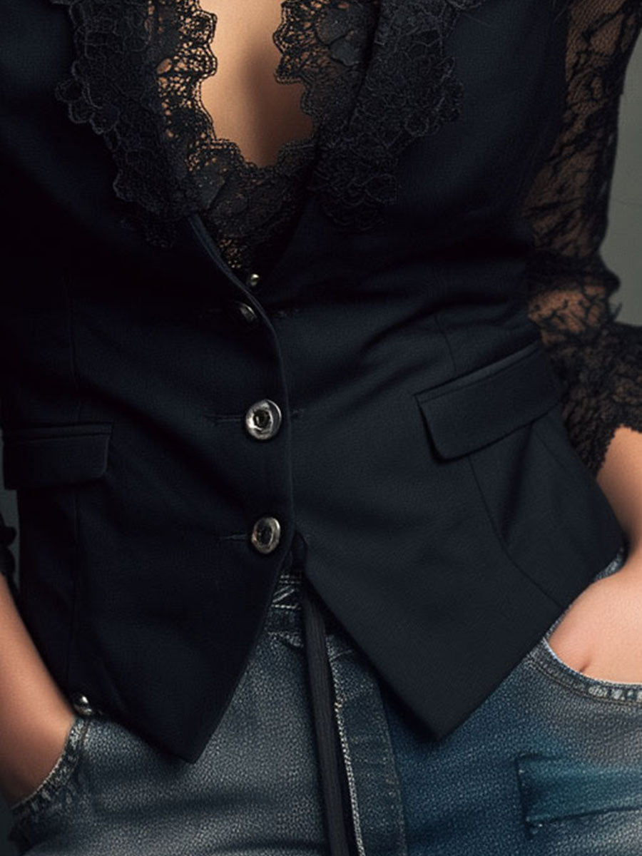 Valentina - Blazer Entallado con Encaje