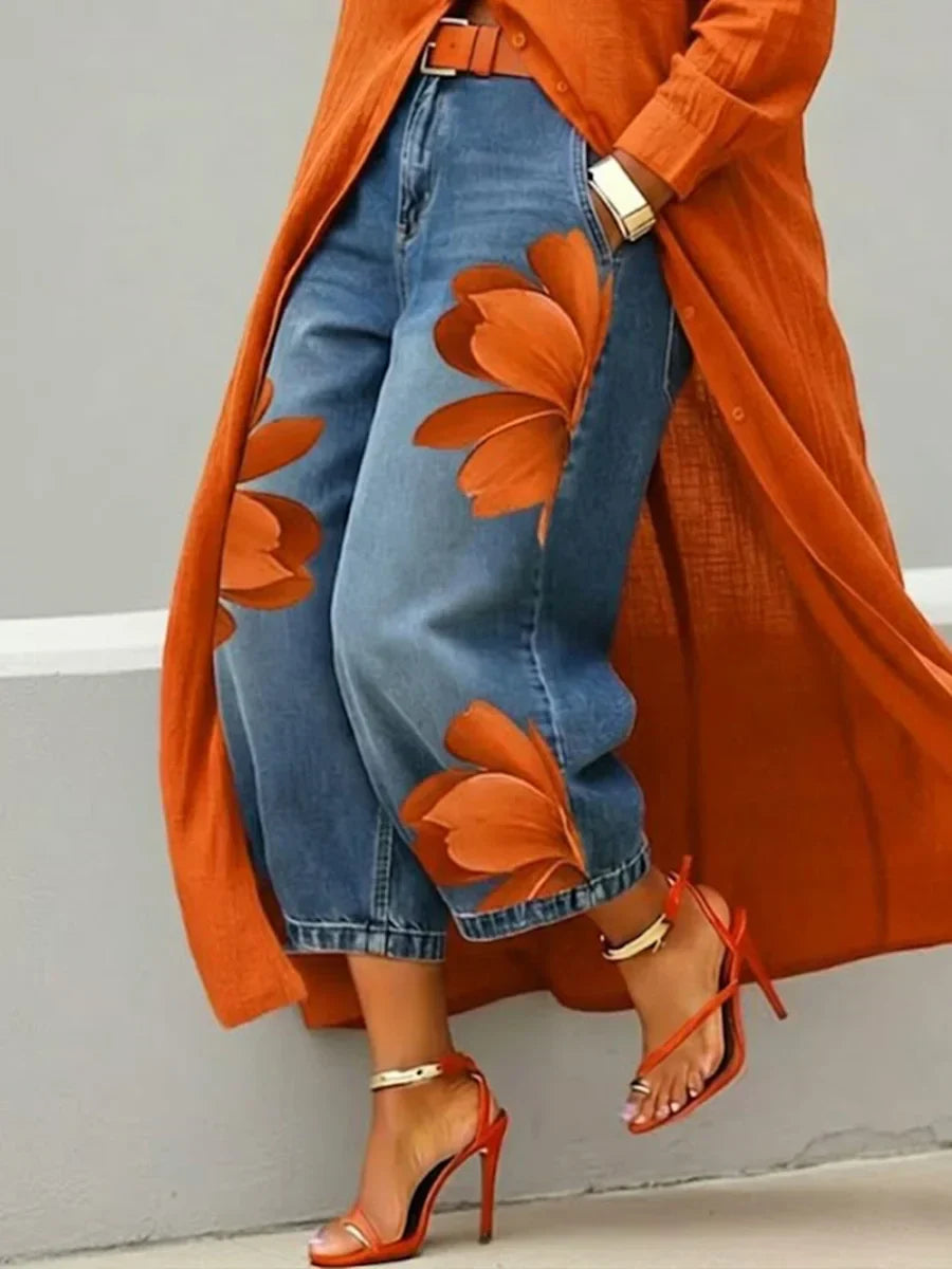 Maud | Conjunto Camisa Larga y Jean Floral