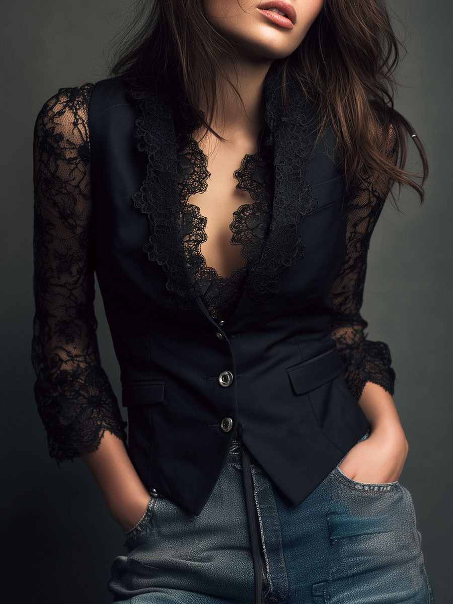 Valentina - Blazer Entallado con Encaje