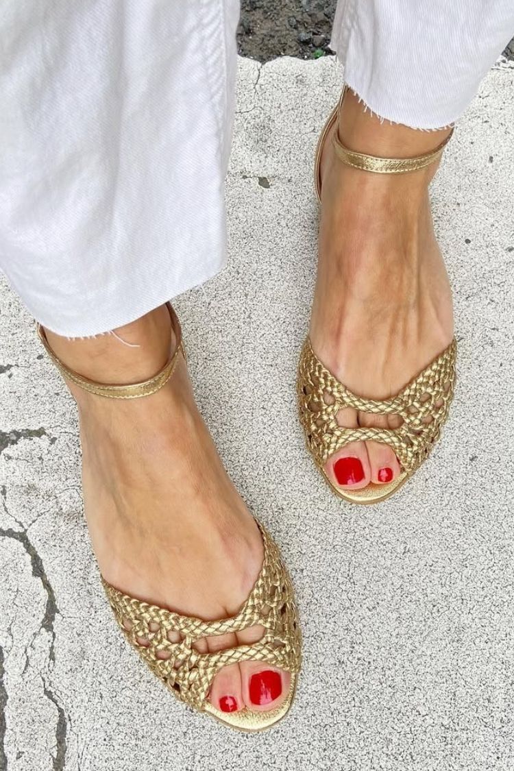 Isadora | Sandalias Tejidas Doradas