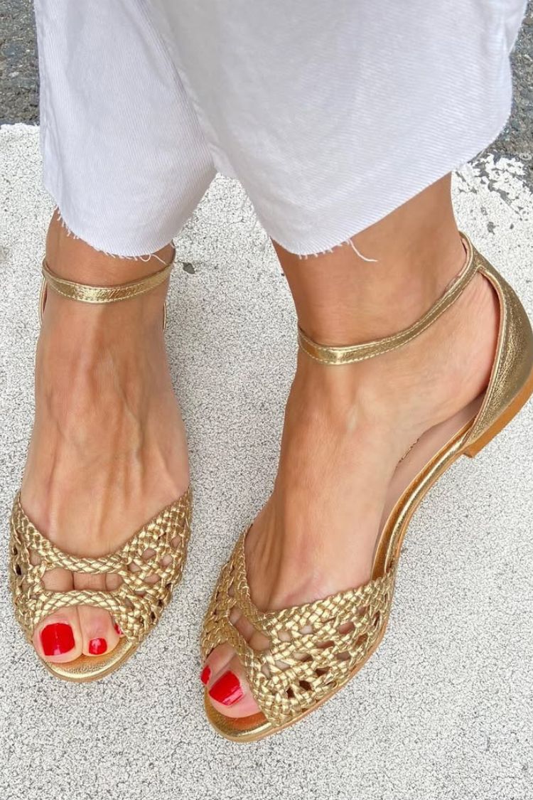 Isadora | Sandalias Tejidas Doradas