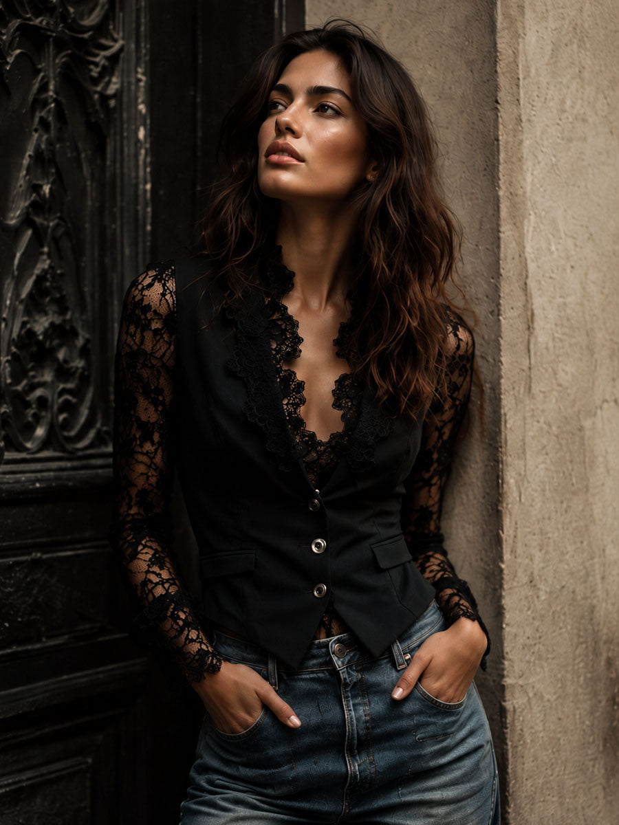 Valentina - Blazer Entallado con Encaje