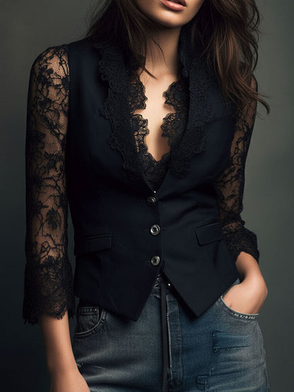 Valentina - Blazer Entallado con Encaje
