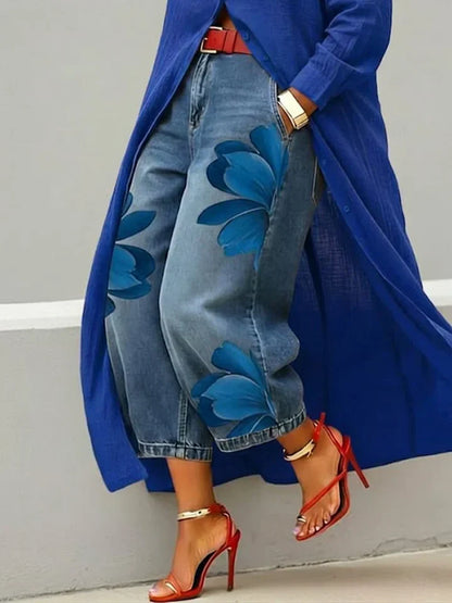 Maud | Conjunto Camisa Larga y Jean Floral