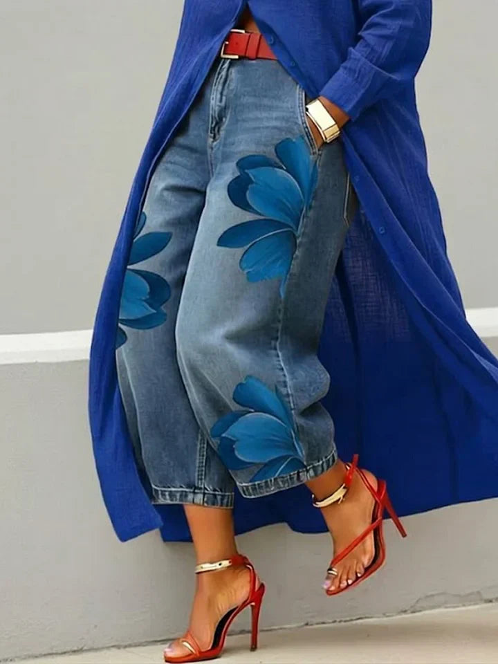 Maud | Conjunto Camisa Larga y Jean Floral