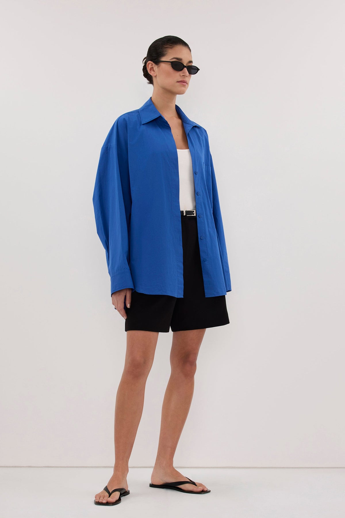 Nieves | Camisa Ligera de Algodón Azul Cobalto