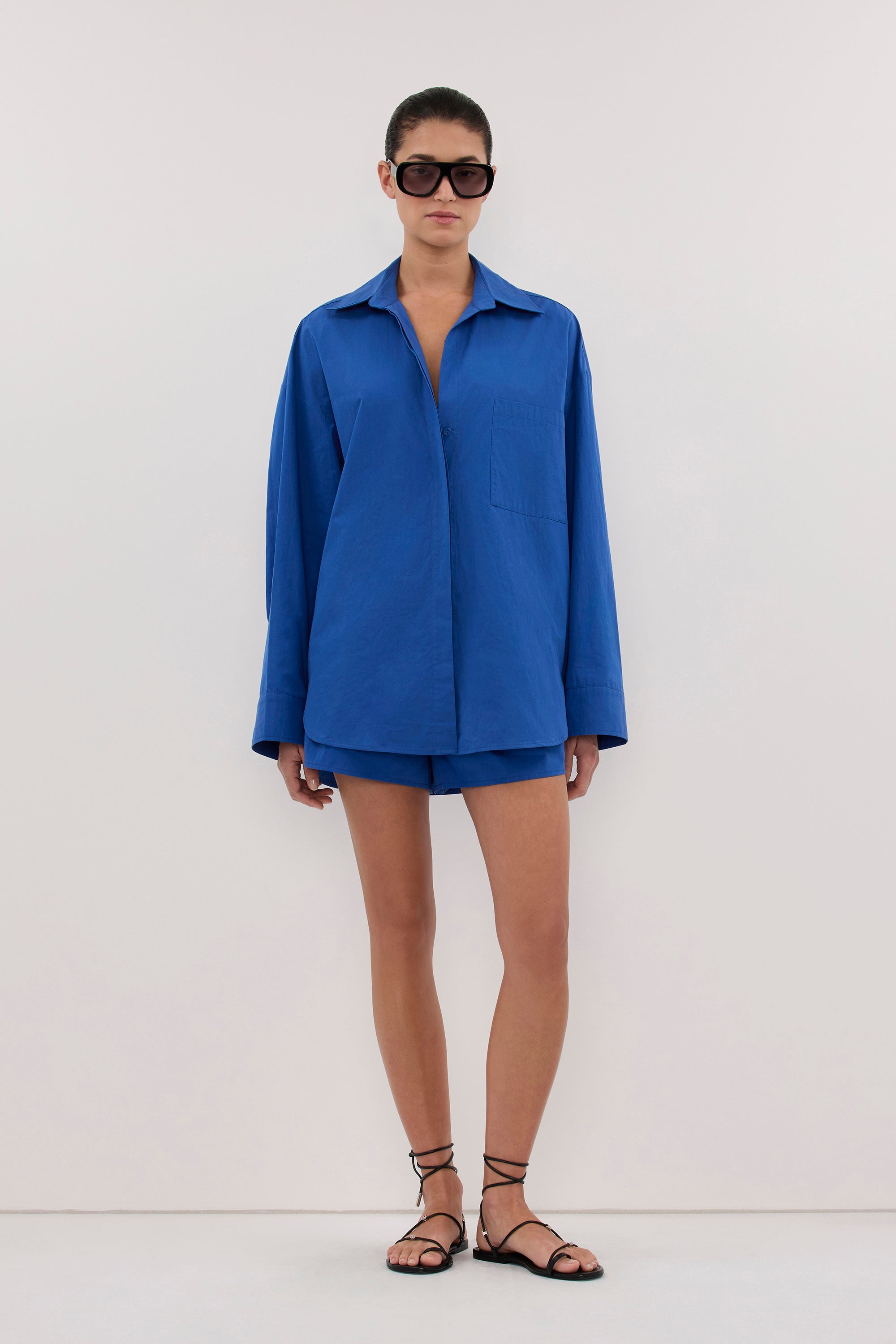 Nieves | Camisa Ligera de Algodón Azul Cobalto