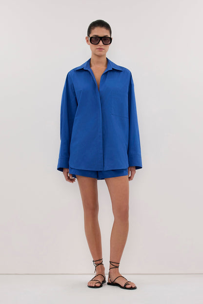 Nieves | Camisa Ligera de Algodón Azul Cobalto