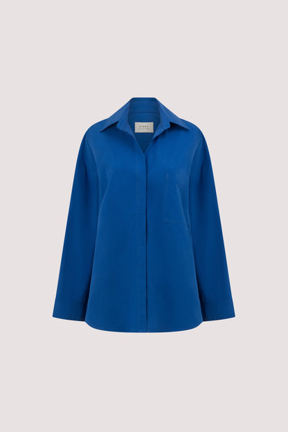 Nieves | Camisa Ligera de Algodón Azul Cobalto