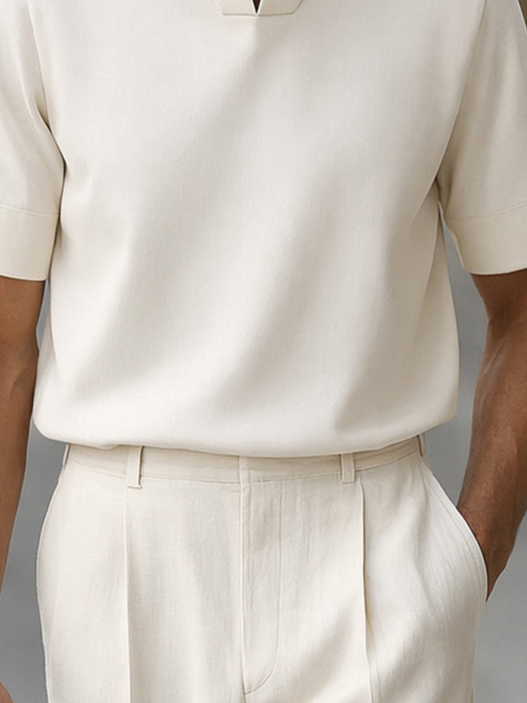Urban Minimalist Stand Collar Short Sleeve Top