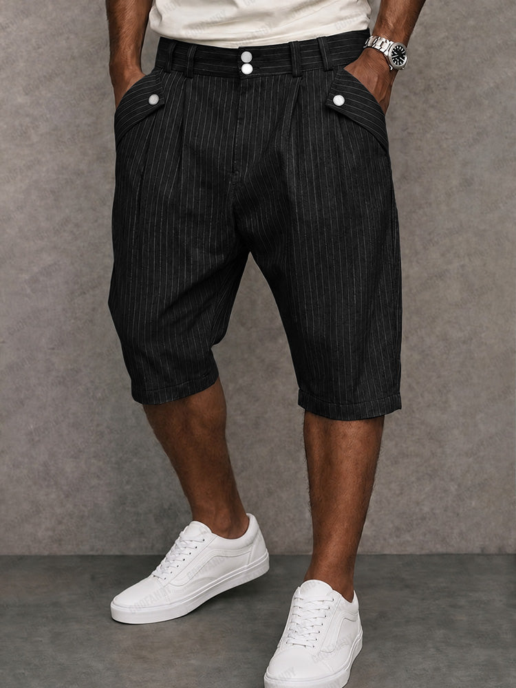 Modern Commuter Button Accent Suit Shorts