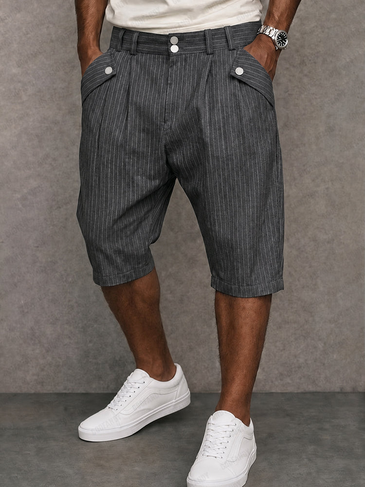 Modern Commuter Button Accent Suit Shorts