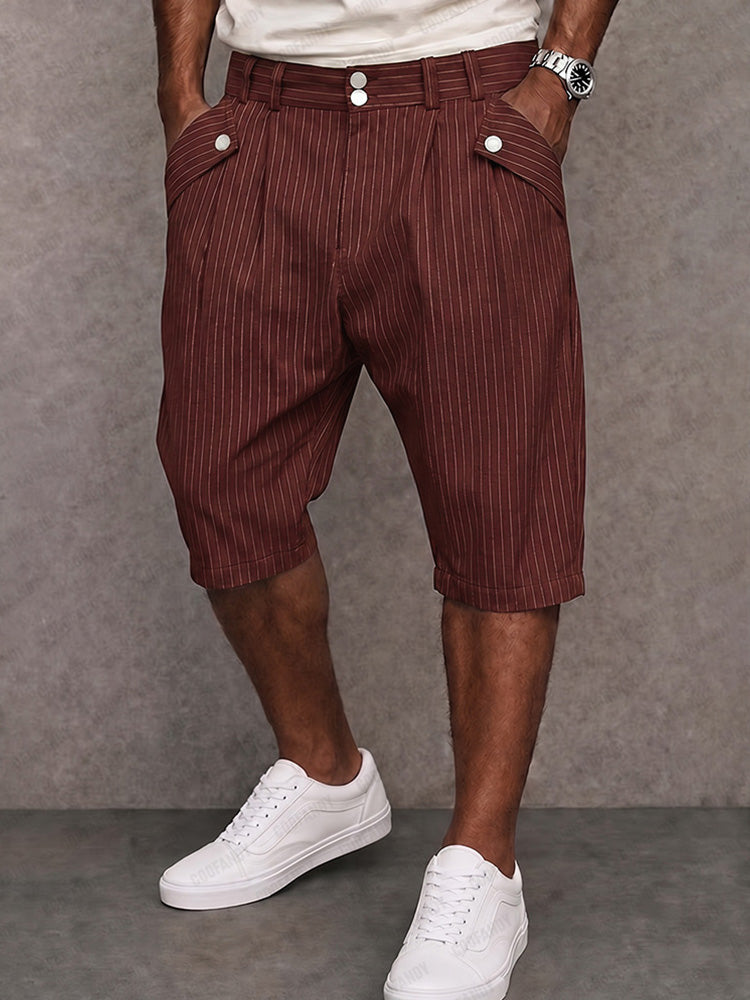 Modern Commuter Button Accent Suit Shorts