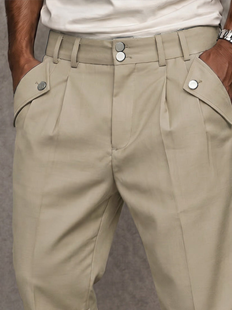 Modern Commuter Button Accent Suit Shorts