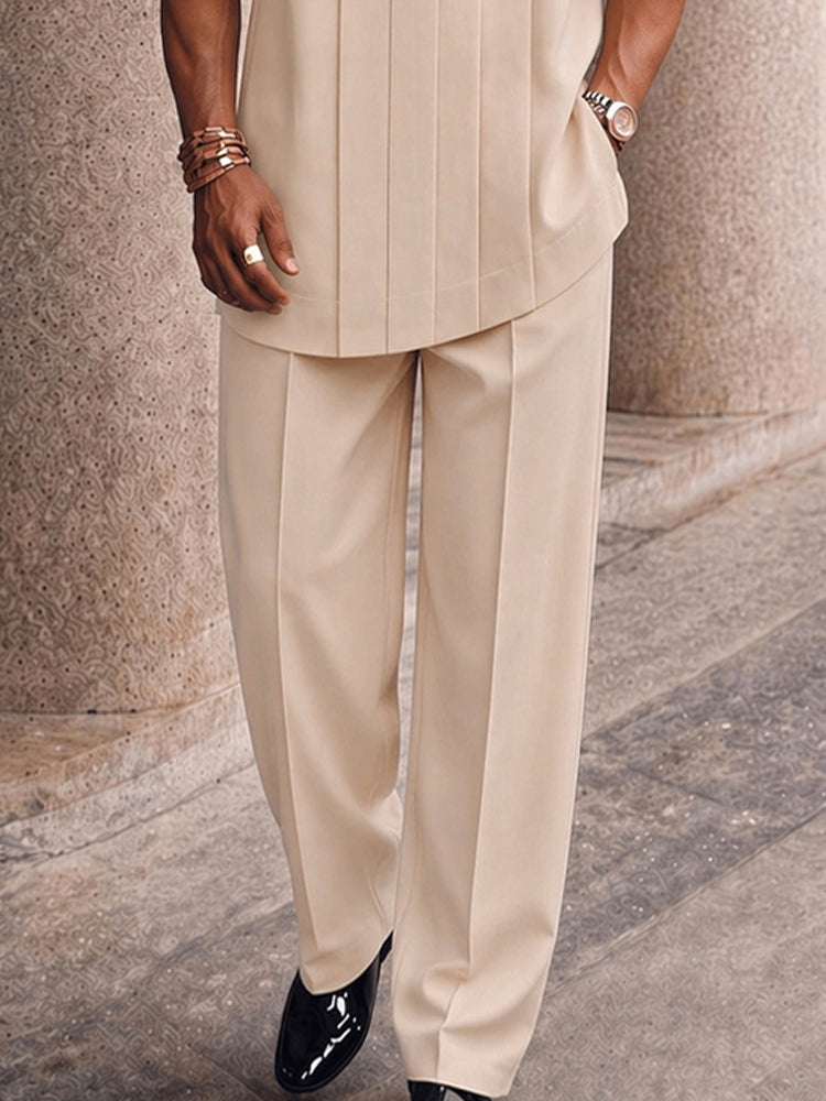 Smart Casual Pleated Front T-Shirt Pants Set