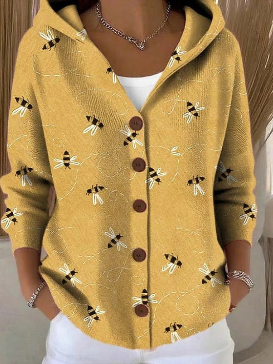 Vanessa | Chaqueta de Punto con Capucha y Estampado