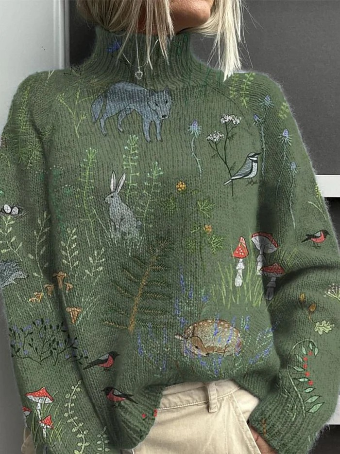 Elin | Suéter con Estampado de Bosque Encantado
