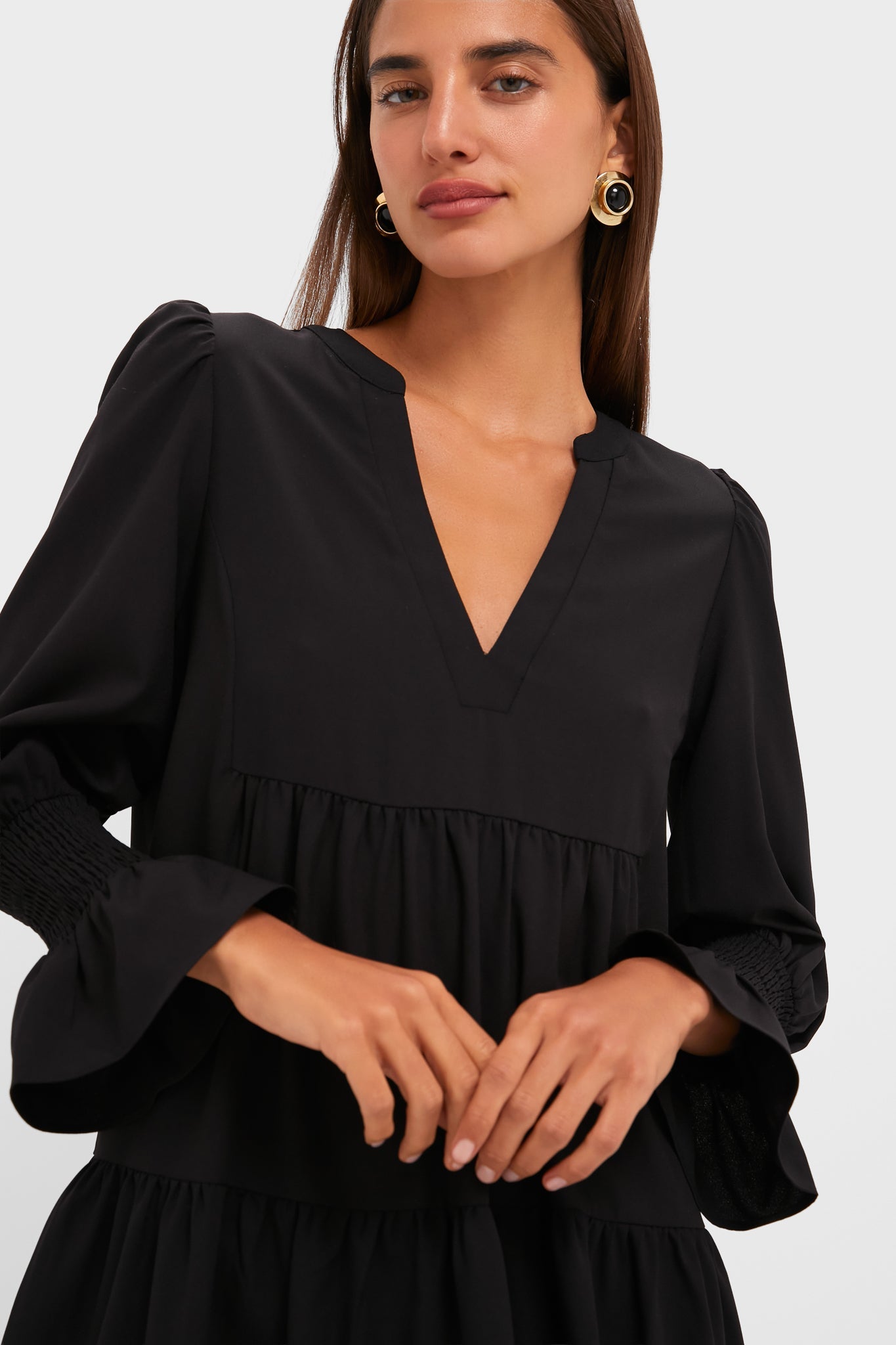 Adriana | Vestido Crepé Negro Manga Larga