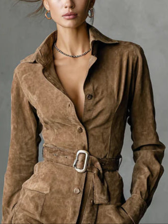 Carmen | Vestido Camisero de Ante