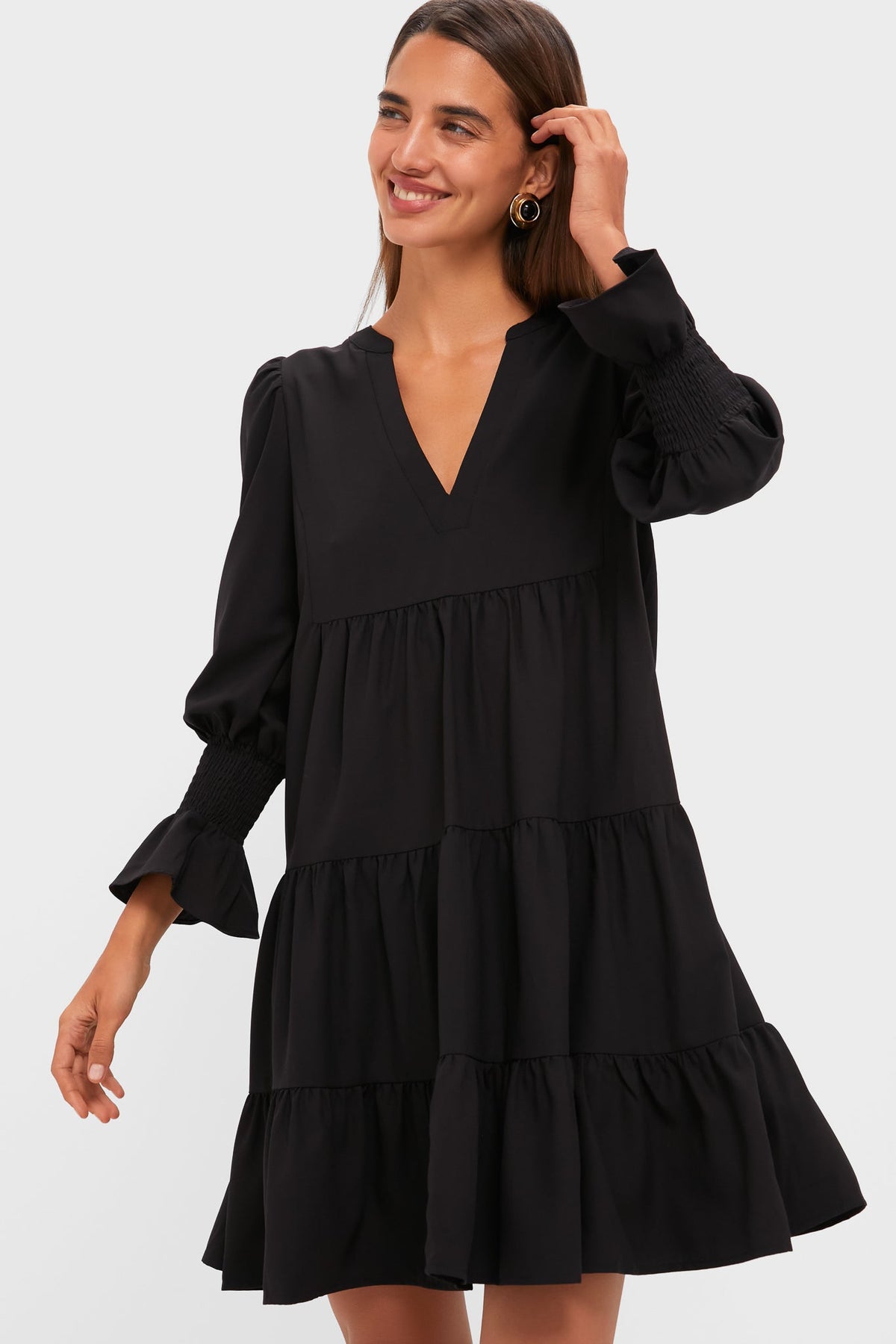 Adriana | Vestido Crepé Negro Manga Larga