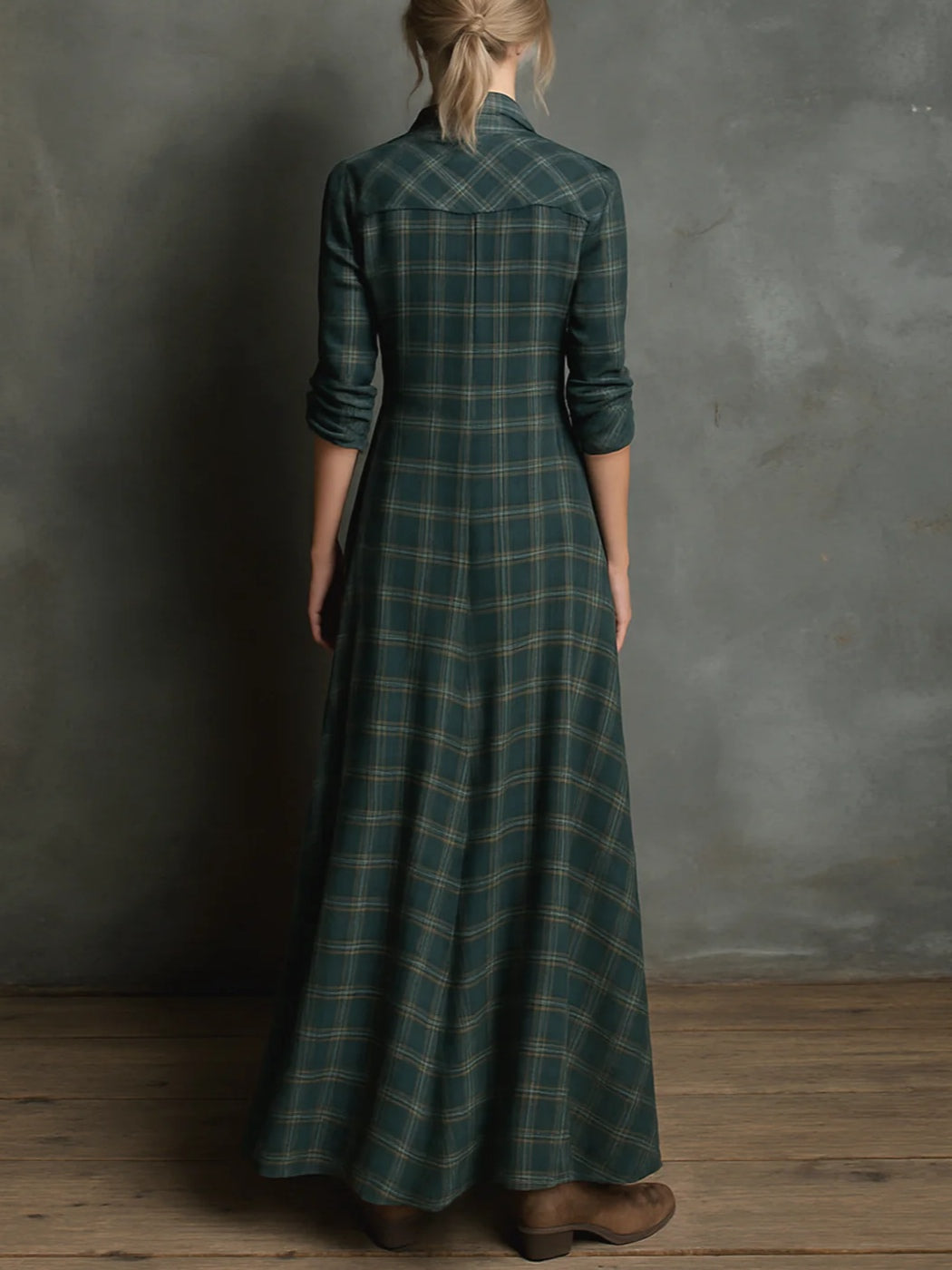 Abril | Vestido Camisero Largo a Cuadros