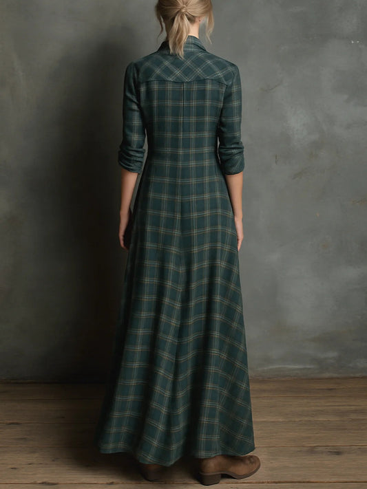 Abril | Vestido Camisero Largo a Cuadros