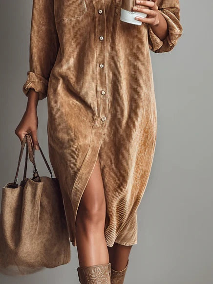 Martina | Vestido Camisero de Pana