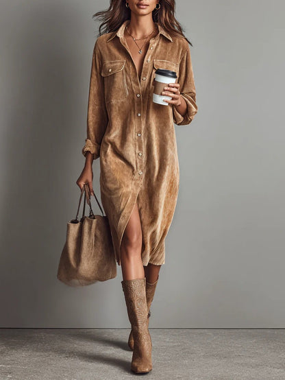 Martina | Vestido Camisero de Pana