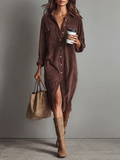 Martina | Vestido Camisero de Pana