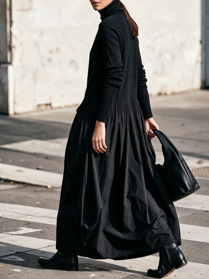Jimena | Vestido Maxi de Cuello Alto con Bolsillos
