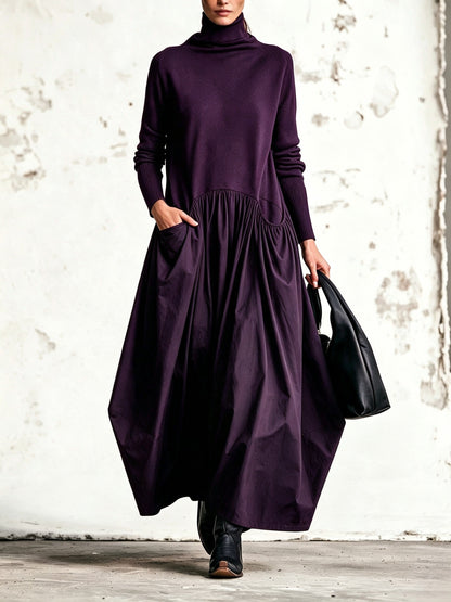 Jimena | Vestido Maxi de Cuello Alto con Bolsillos