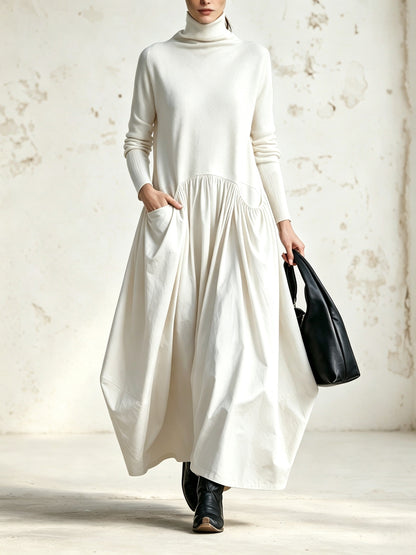 Jimena | Vestido Maxi de Cuello Alto con Bolsillos