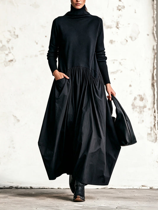 Jimena | Vestido Maxi de Cuello Alto con Bolsillos