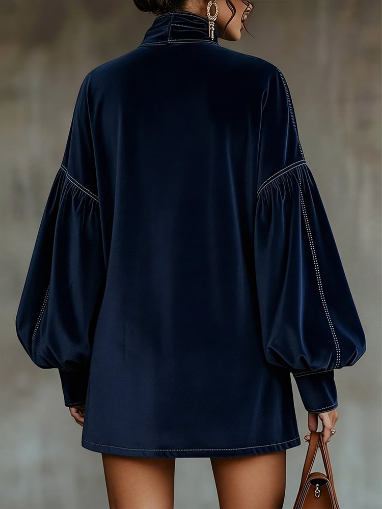 Inés | Vestido Mini de Terciopelo con Lazada