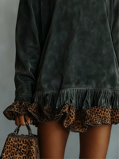 Noa | Vestido Mini con Volante de Leopardo