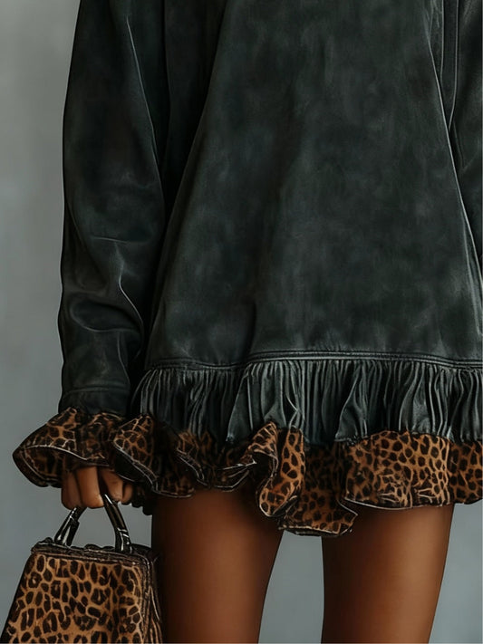 Noa | Vestido Mini con Volante de Leopardo