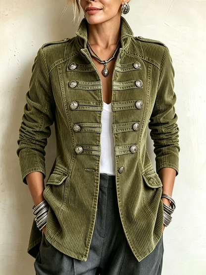 Regina | Chaqueta Militar de Pana Verde Oliva