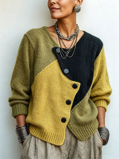 Pilar | Jersey de Punto con Bloques de Color Asimétricos