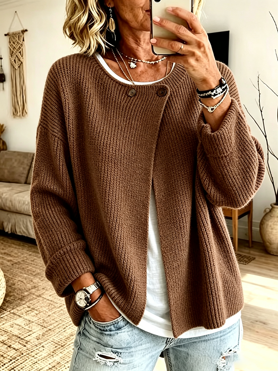 Marta | Chaqueta de Punto con Cuello Asimétrico